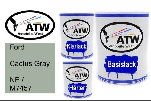 Ford, Cactus Gray, NE / M7457: 1L Lackdose + 1L Klarlack + 500ml Härter - Set, von ATW Autoteile West.